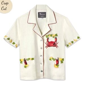 Tombolo ‘Just a Pinch’ Embroidered Linen Button-Down